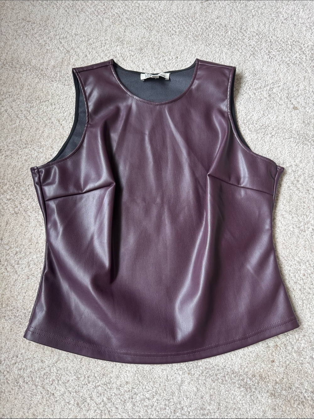 Sleeveless Faux Leather Top - Plum